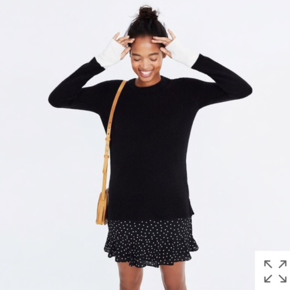 Madewell Colorblock Sweater - Black w/ White Cuffs